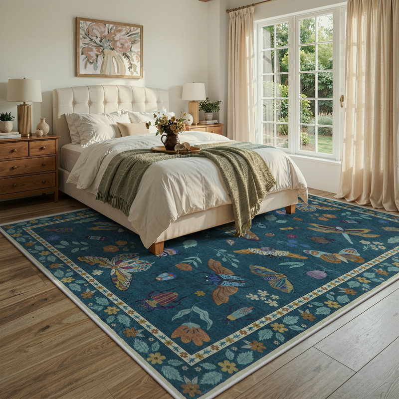 Charlton Home® Goldene Animal & Insect Machine Washable Area Rugs